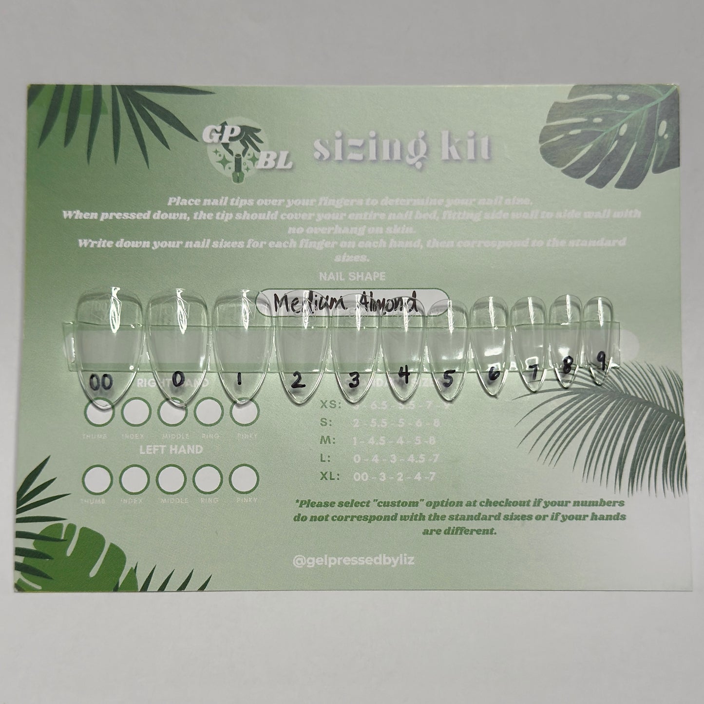 Press On Nail Sizing Kit