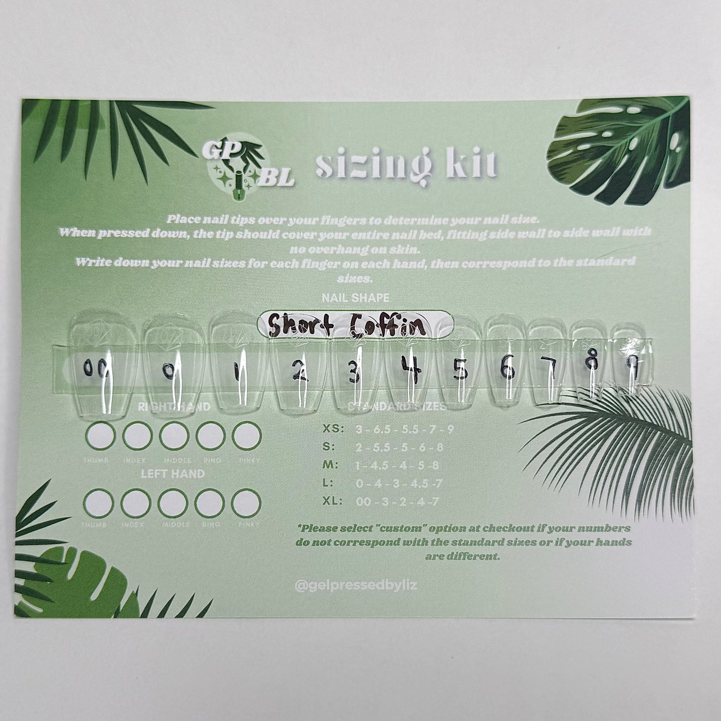 Press On Nail Sizing Kit