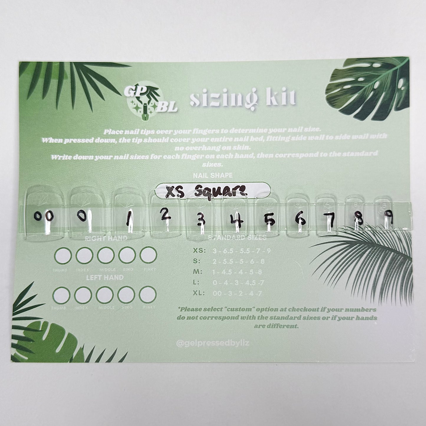Press On Nail Sizing Kit