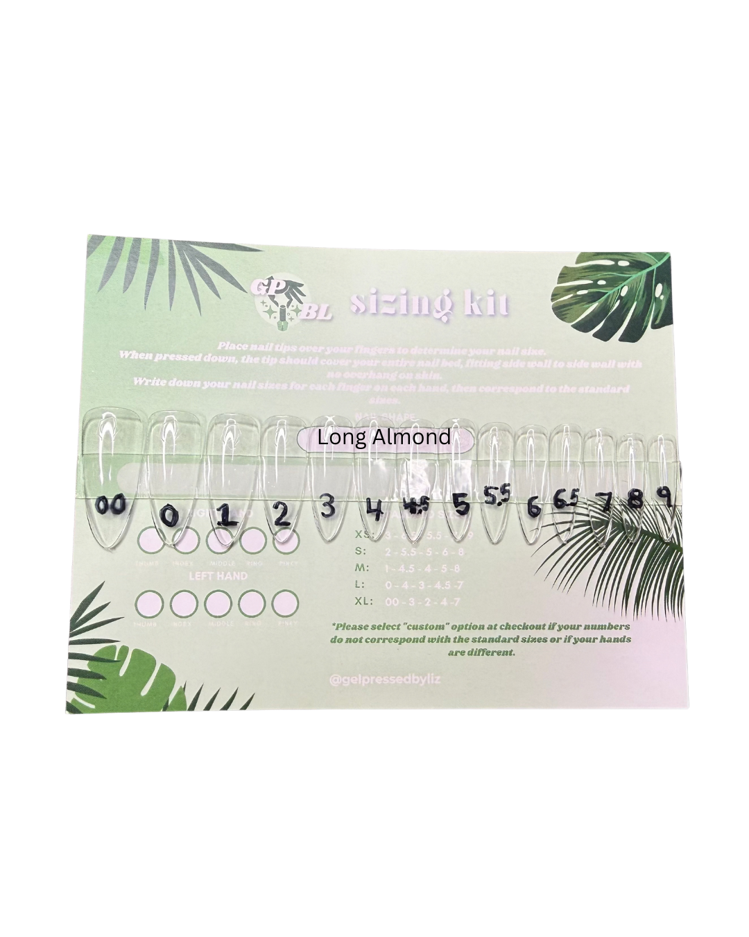 Press On Nail Sizing Kit